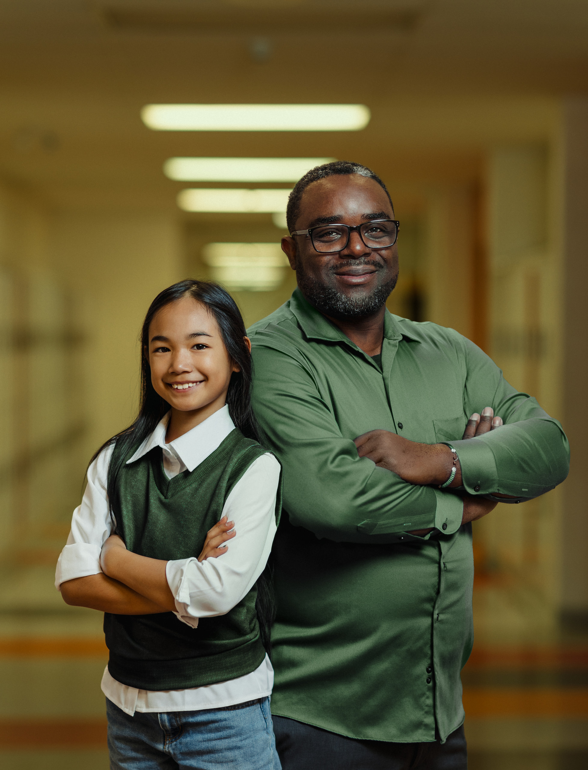A photo of Monsieur Fedner smiling with a student.